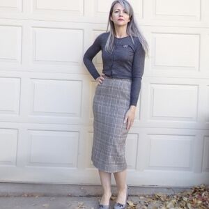 vintage EVAN PICONE plaid pencil skirt S